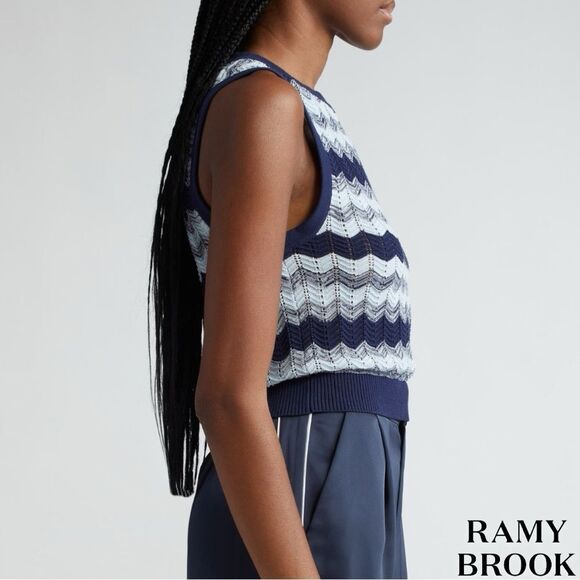 Ramy Brook **NWT** Bonnie Bonnie Sleeveless Knit Sweater in Navy Blue Twist - Picture 10 of 14